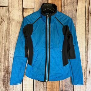 Lululemon Run Bundle Up Jacket Blue Black Athletic Outdoor Cold Quilted Size 4